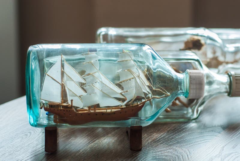 Handmade ship in a bottle