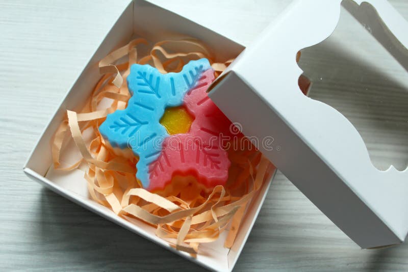 Handmade soap. Soap making. Colorful soap pieces. Soap snowflake stock images, royalty-free photos and pictures