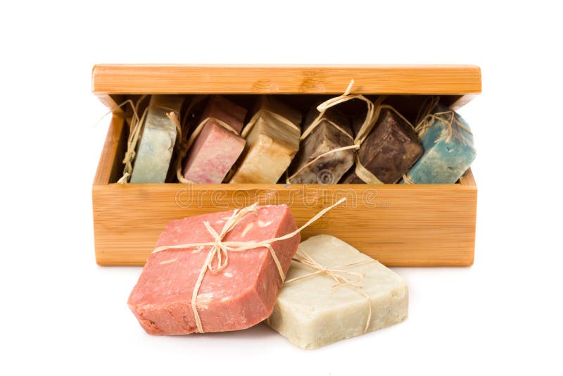 Handmade Soaps In Wooden Box Stock Image Image of products, closeup