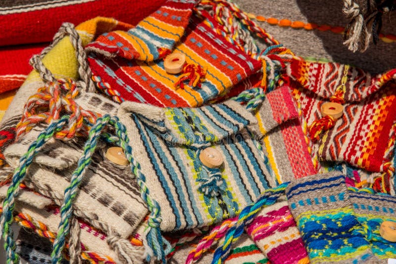 Handmade Woven Bags of Wool Stock Image - Image of weave, handmade