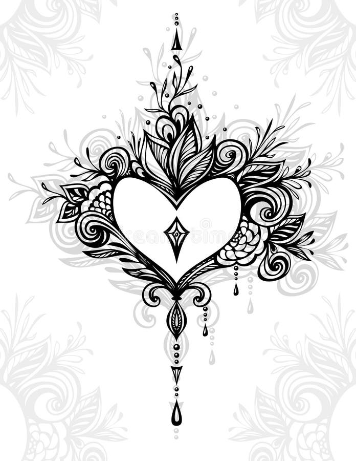 Zentangle heart stock vector. Illustration of love, ornament - 67653348