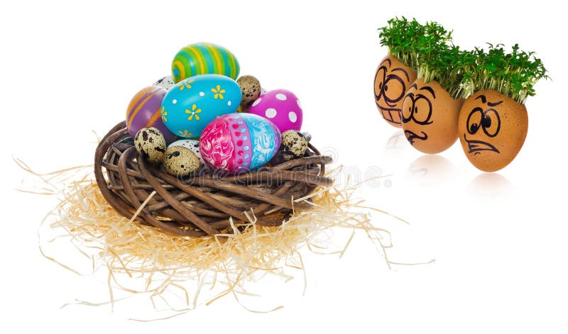 Handpainted Easter Eggs in Funny Scared and Surprised Cartoonish Faces with  Cress Like Hair Look at the Outstanding Foreign Stock Photo - Image of  craft, foreign: 111904970