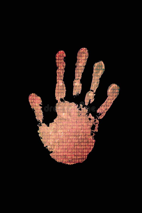 Handprint con el fondo del código binario stock de ilustración Handprint con el fondo del código binario stock de ilustración