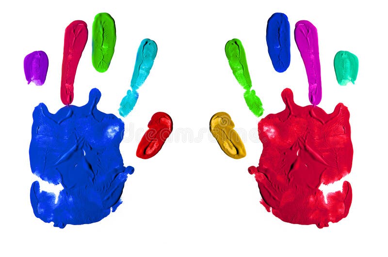 Colorful handprints isolated on a white background