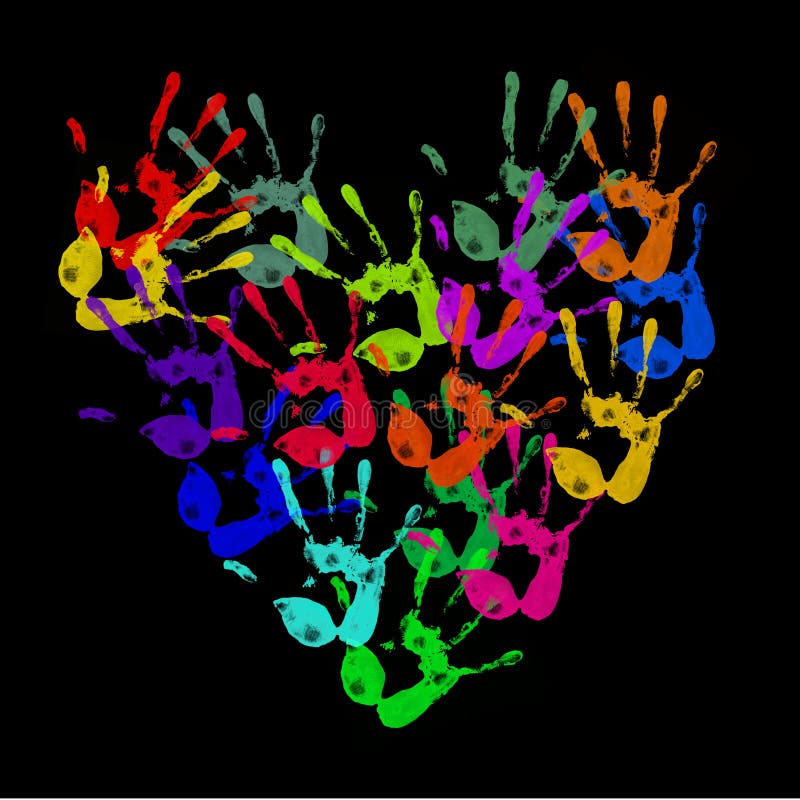 Les Mains Handprints Représente La SaintValentin Et L'enfance Illustration Stock Illustration