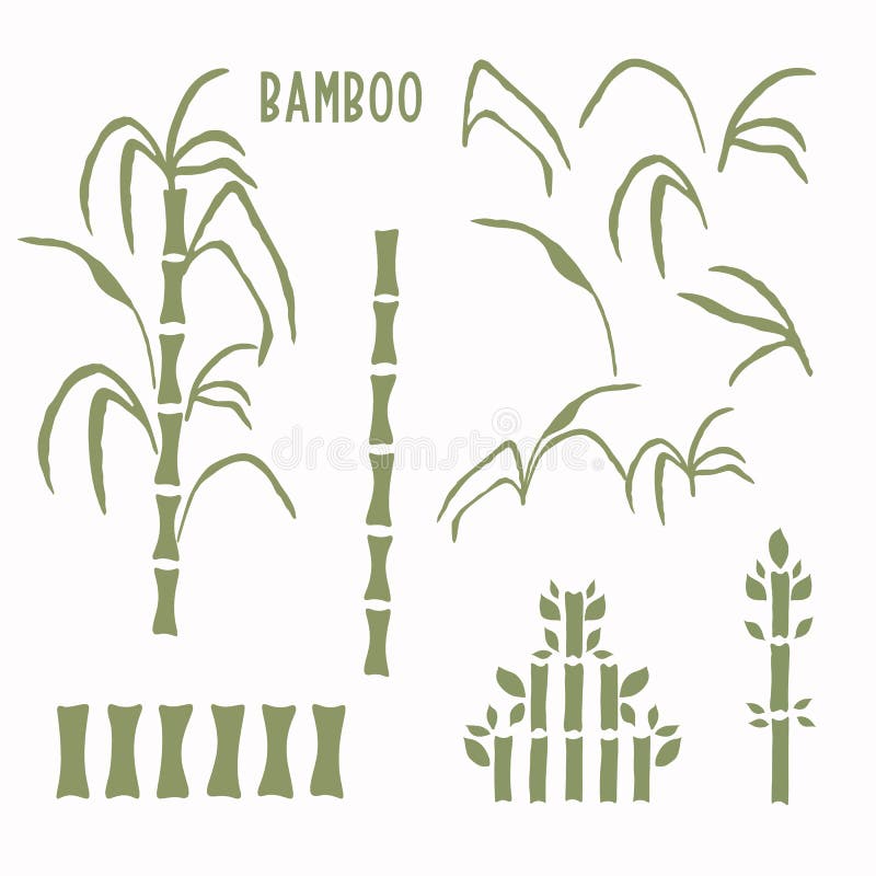 Handritade bamboo-stamklippsmotiv Uppsättning moderna jkoner av wagara japansk stil Mjuka gröngröna neutrala toner asiatisk stock illustrationer Handritade bamboo-stamklippsmotiv Uppsättning moderna jkoner av wagara japansk stil Mjuka gröngröna neutrala toner asiatisk stock illustrationer