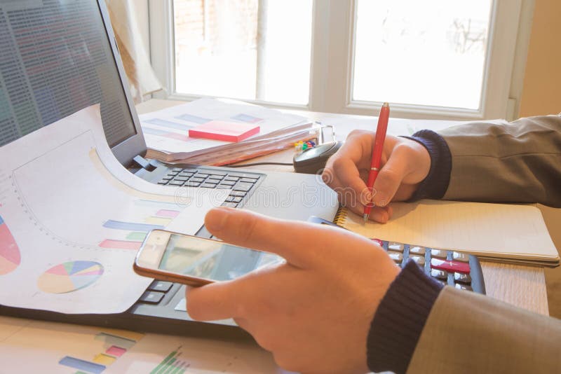 Hands Of Accountant With Calculator And Pen Accounting Background