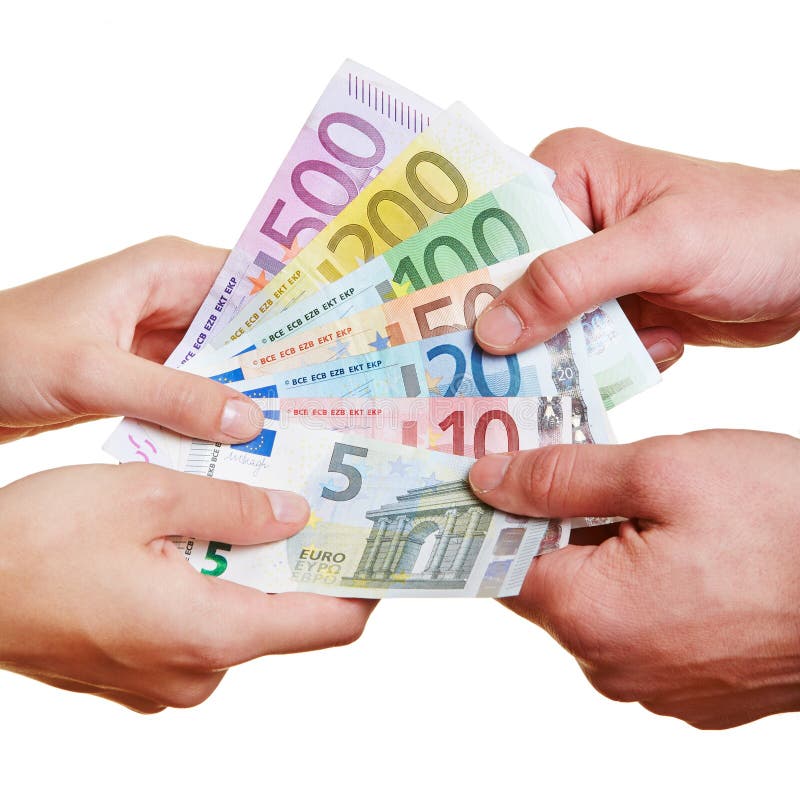 Hands arguing over different Euro money bills. Hands arguing over different Euro money bills