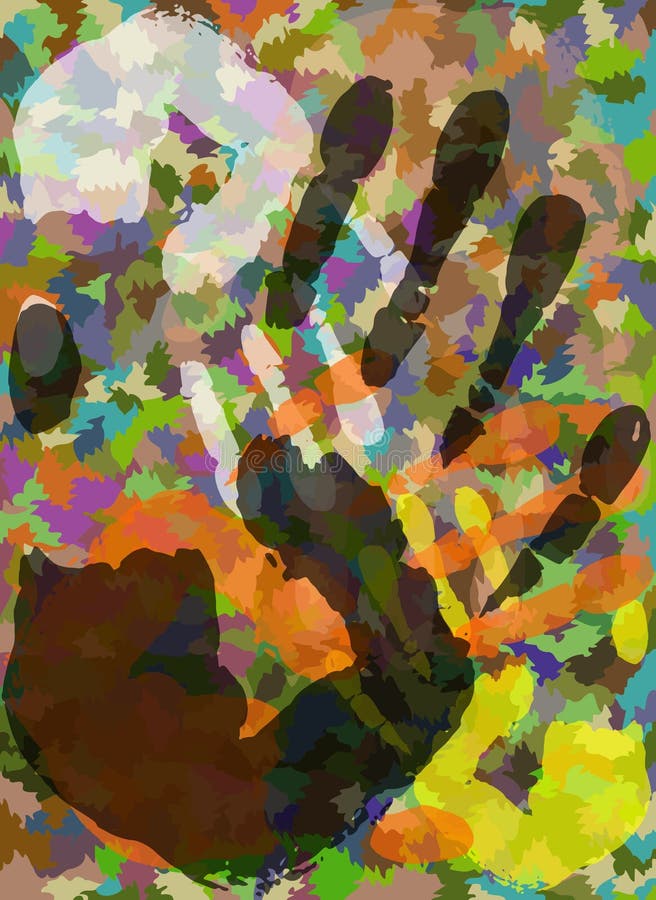 Colorful Hands background stock illustration. Illustration of community