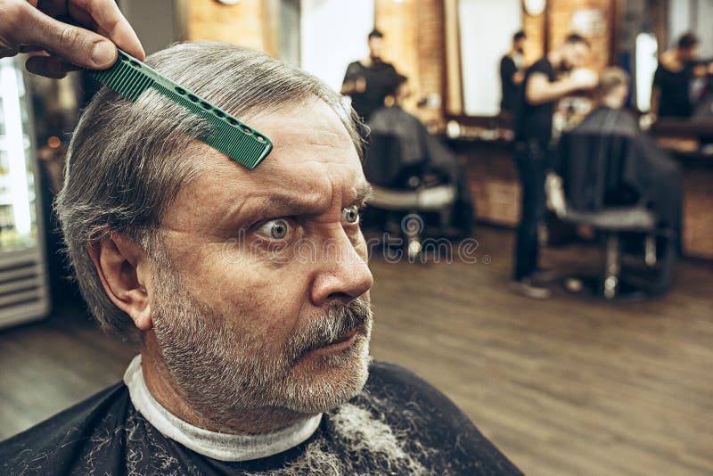 The Hands of Barber Making Haircut Attractive Old Man in Barbershop Stock  Photo - Image of beautiful, care: 112838468