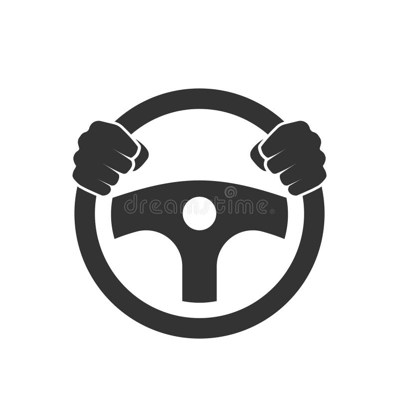 Hands behind wheel icon. vector illustration Hands behind wheel icon. vector illustration