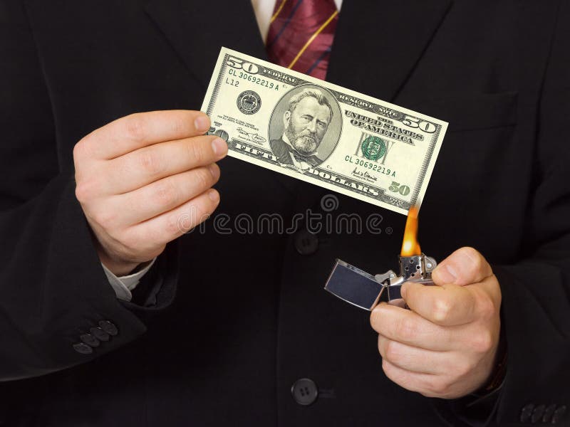 Hands and burnning money