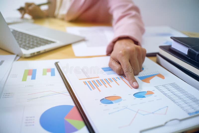 Hands of business people analyzing chart Finance managers task stock images