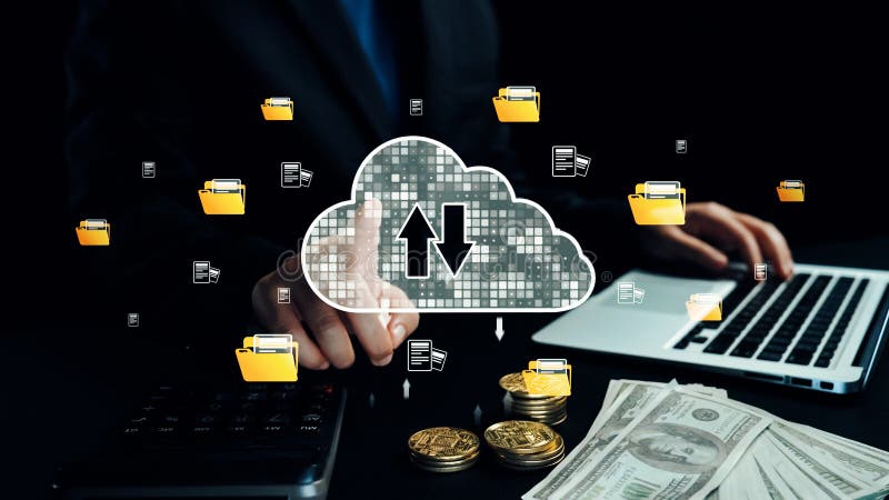 Пассивный доход облако денег на ноутбуке