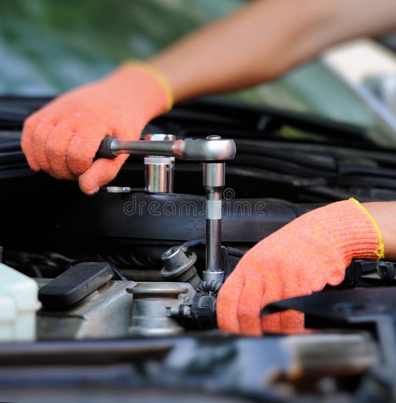 Hands of car mechanic stock photo. Image of grease, motor 41823430