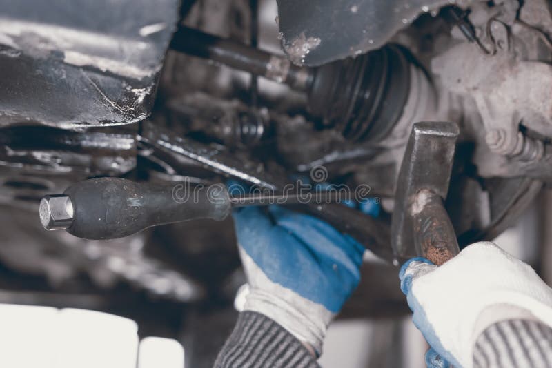 Hands of Car Mechanic in Auto Repair Service. Stock Photo Image of