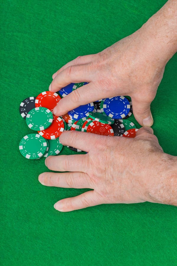 Casino Chips and Playing Cards on Green Table Stock Photo Image of