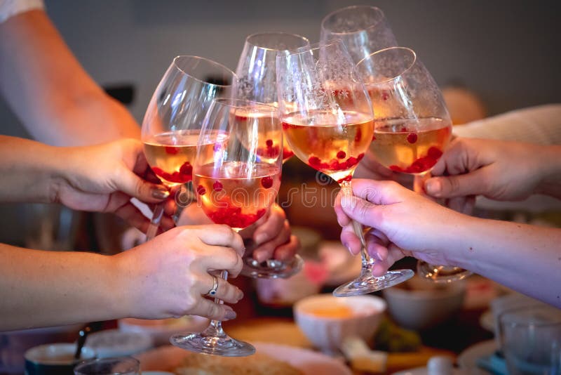 Hands Cheering with Glasses of Wine Stock Image Image of dinner, wine