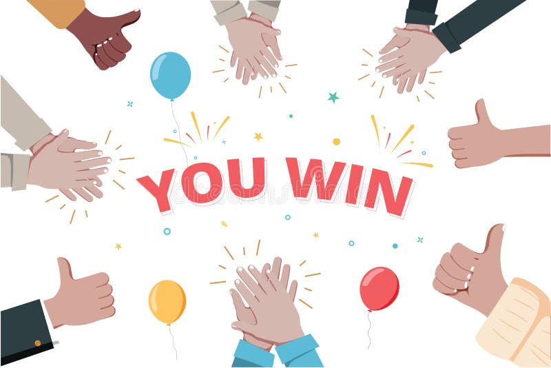 Hands clapping and you win speech bubble. Banner for business, marketing and advertising. Vector illustration.