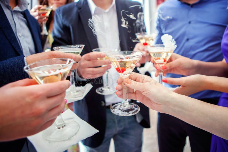 Hands Clink Glasses With Champagne Stock Image Image Of Bright Birthday 97485845
