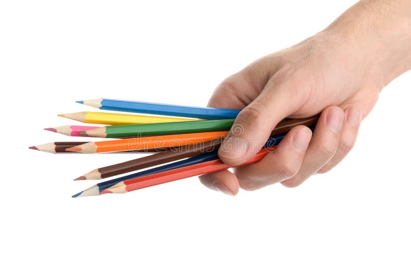 Hands with colored pencils