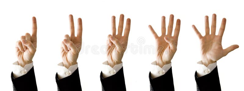 Businessman hands counting isolated on white. Businessman hands counting isolated on white