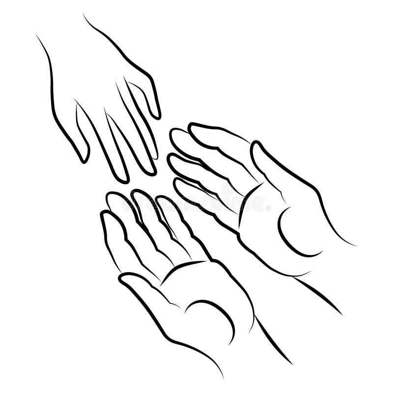 Hands of couple simple outline minimalistic linear gesture style. Vector Illustration of female hands for create logos stock illustration