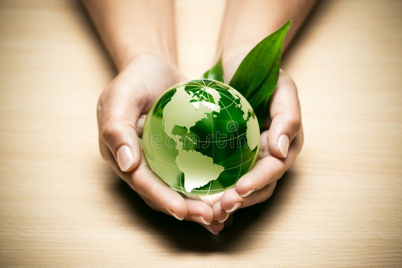 Hands with eco World globe