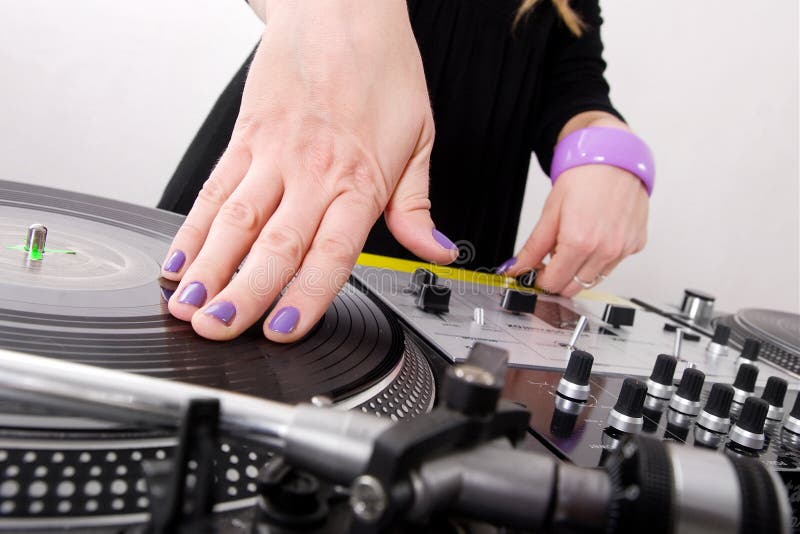 Hands Of Female Hiphop DJ Scratching Stock Photo Image 17120914