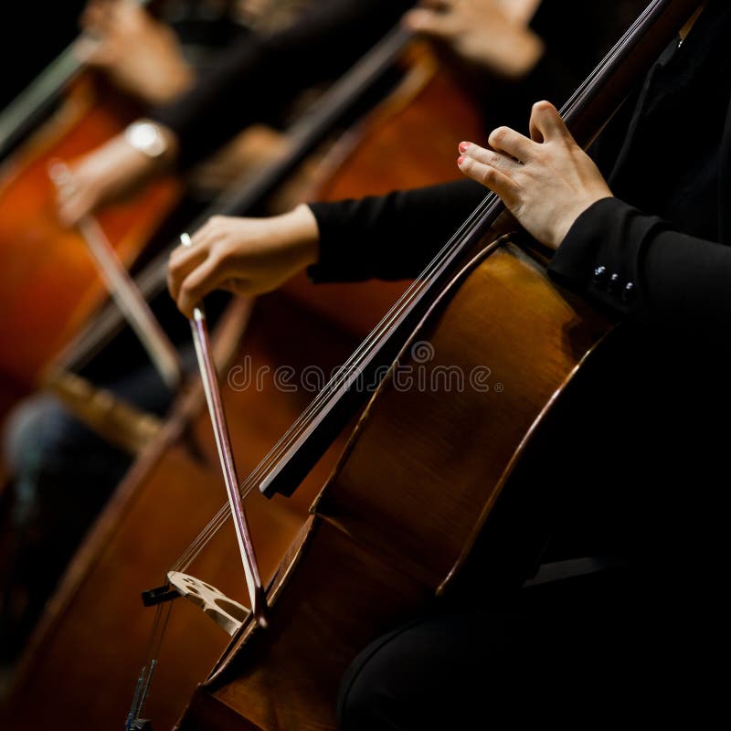Hands girl playing cello royalty free stock photos