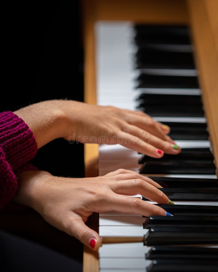 Hands of a Girl Playing the Piano Stock Photo Image of artistic