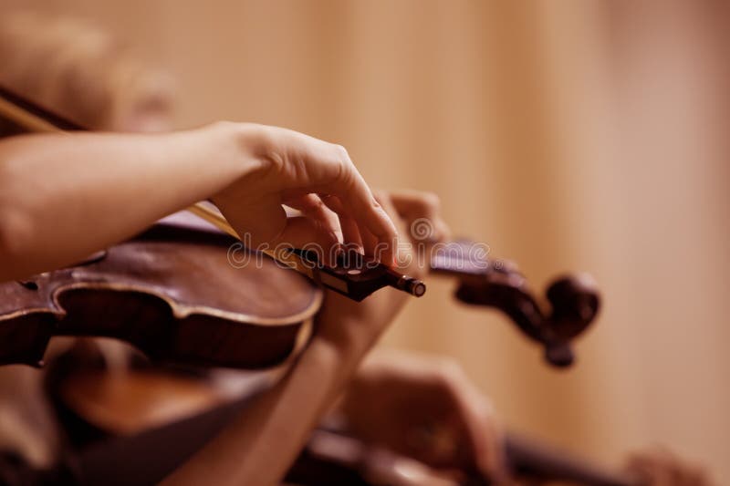 Hands girl playing the violin stock images