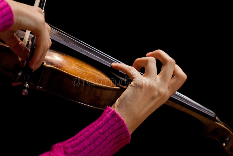 Hands girl playing the violin royalty free stock image