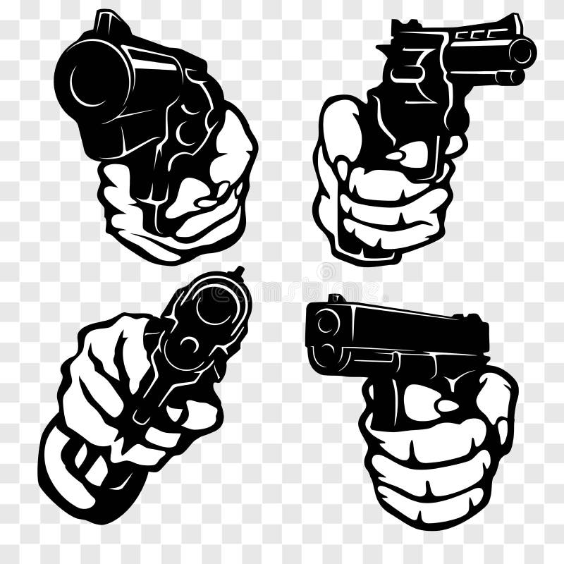 Hands with Guns Pistol Pointed. at Gunpoint Stock Vector