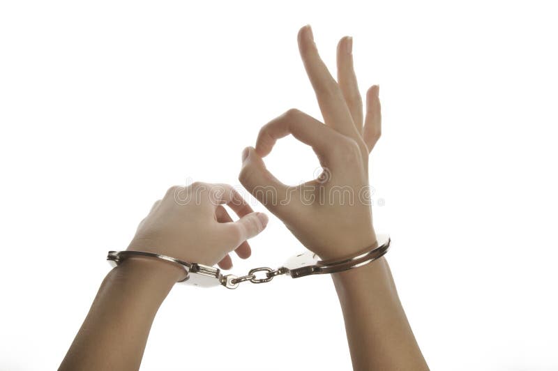 Handcuffed woman hands stock photo. Image of chained 23378968