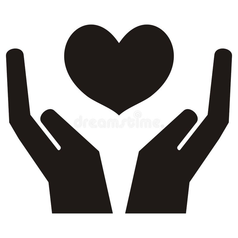 Hands with heart, black silhouette, eps. royalty free illustration