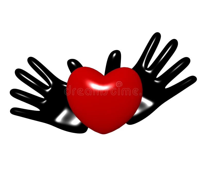 Hands and heart on a white background