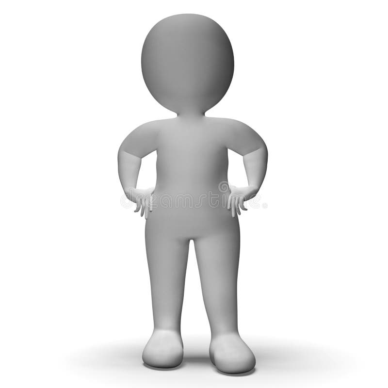 Hands On Hips 3d Man Showing Confidence stock illustration Hands On Hips 3d Man Showing Confidence stock illustration
