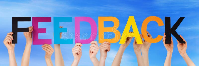 Hands Hold Colorful Straight Word Feedback Sky Stock Image - Image of ...