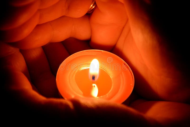 Hands Protecting A Candlelight Stock Image Image of faith, spiritual