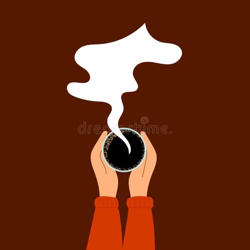 Hands Holding a Cup of Coffee Hand Drawn Stock Vector Illustration of