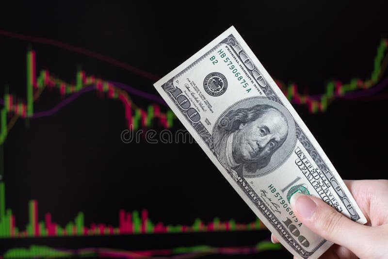 Hands Holding Dollars in Front of a Laptop Monitor with a Price Chart.Forex  and Trading.a Trader Trades Stocks,bonds and Stock Photo - Image of  american, data: 175773860