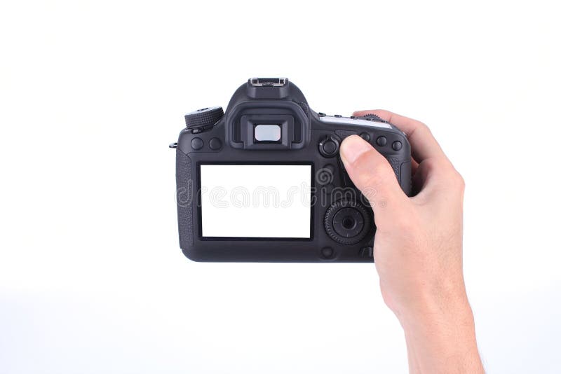 Hands Holding the DSLR Camera on White Background Stock Image - Image of  photographing, abstract: 127051027