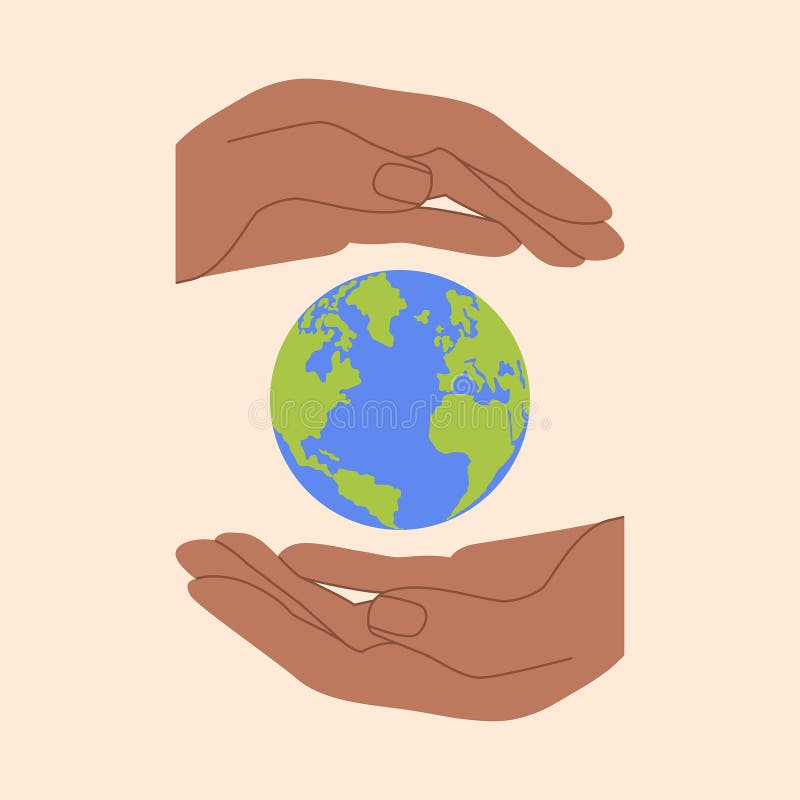 Hands holding Earth globe poster, banner. Save the planet, protect the Earth, environment problems royalty free illustration