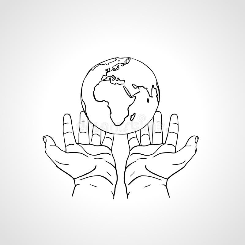 Hands holding the Earth. 