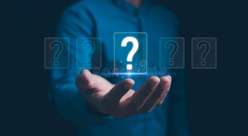 Hands holding FAQ question mark sign. Question Mark and Problem-Solving Concept. Finding answers to business FAQs. Creativity and royalty free stock photos