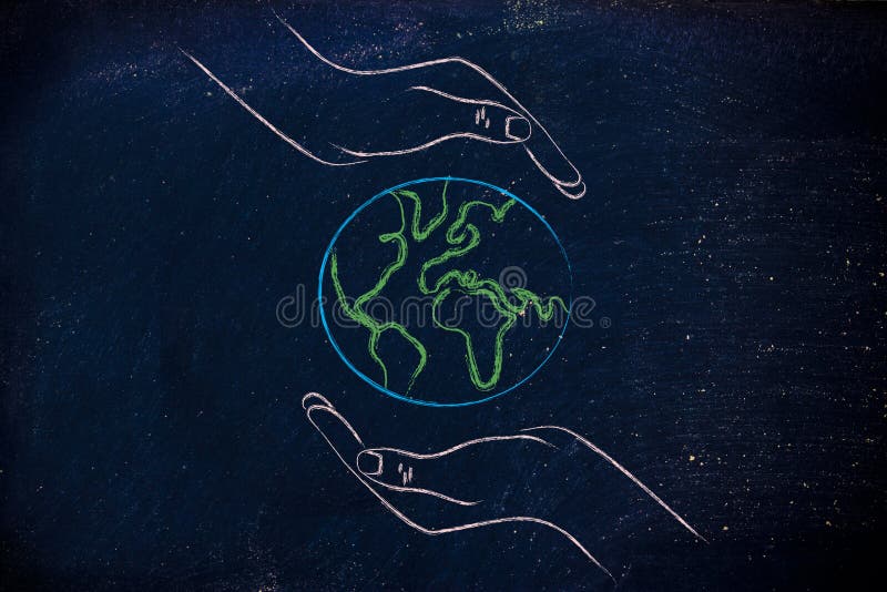 Hands holding globe, concept of green economy royalty free stock images Hands holding globe, concept of green economy royalty free stock images