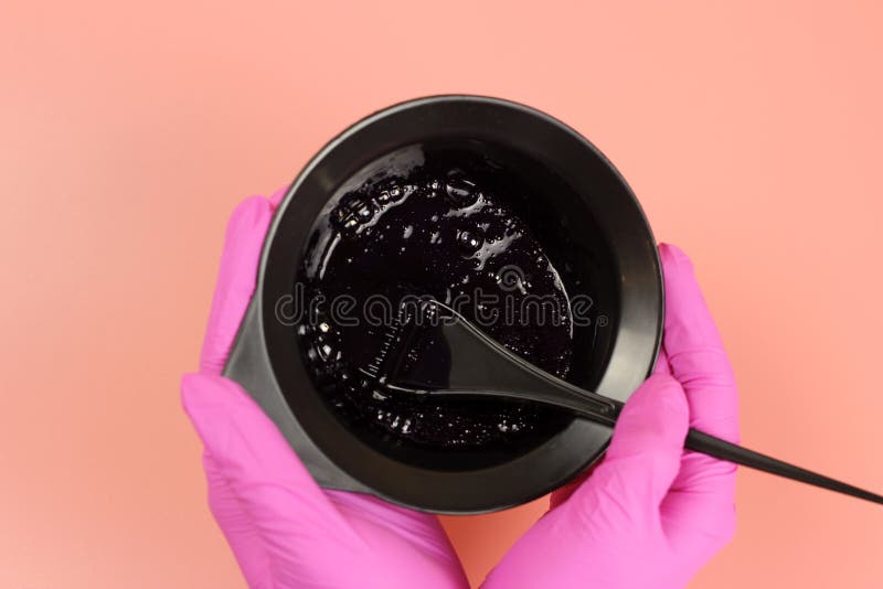 Hands Holding Hair Dye in a Bowl Stock Photo Image of hairdresser