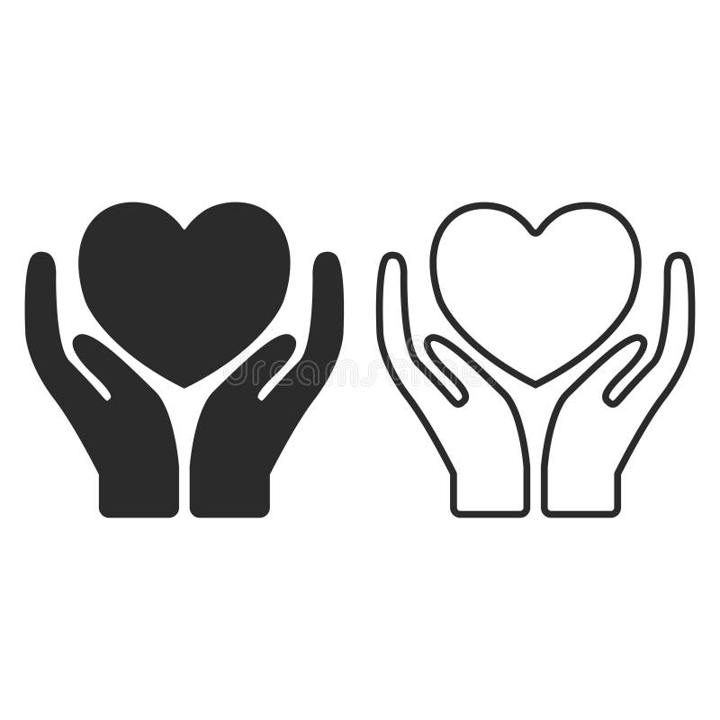 Hands holding heart icon. Charity design illustration royalty free illustration