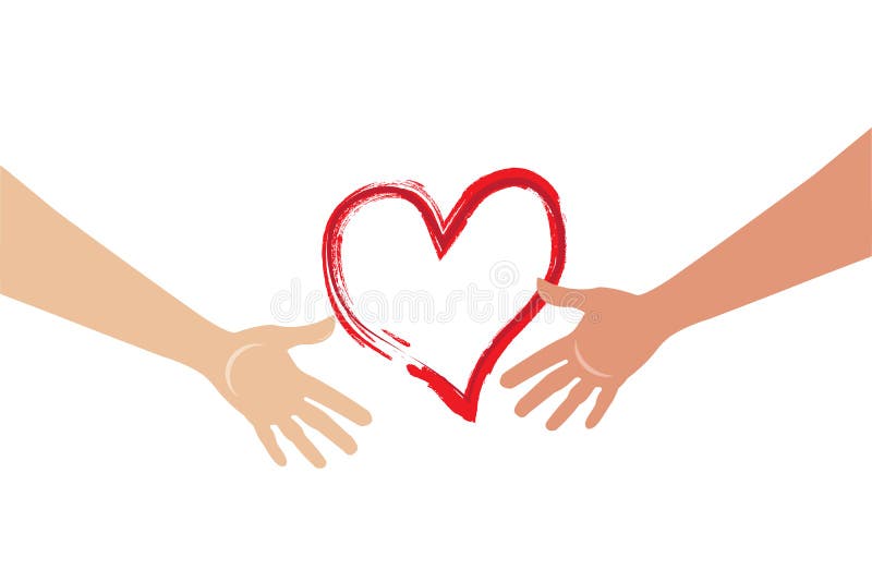 Hands holding a heart logo vector illustration